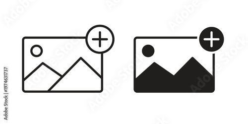 add photo icon design vector. Flat and line vector Icon Design