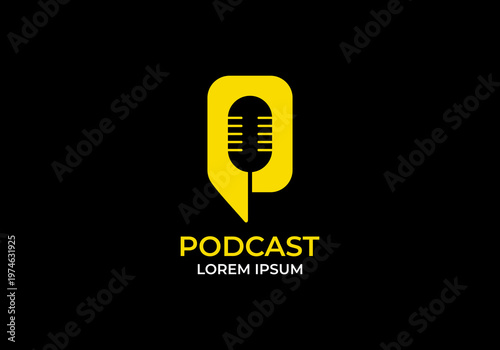 podcast logo vector template