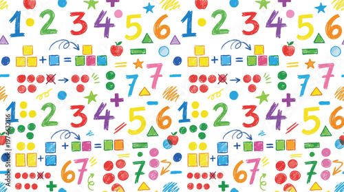 A colorful illustration of various math symbols and numbers on a white background Ai, eps, jpg, transparent background, png