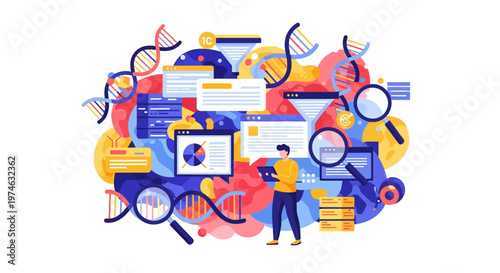Scientific Research and Data Analysis Concept Illustration.