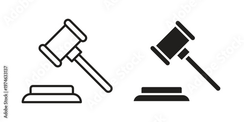 auction hammer icon design vector. Flat and line vector Icon Design