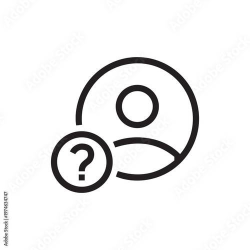 Question mark person badge in flat style. Editable vector stroke. Single pictogram. Anonymous profile

