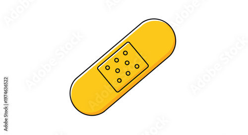Yellow adhesive bandage or medical plaster used for wound care and first aid treatment isolated on a white background.
