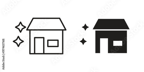 Clean house icon design vector. Flat and line vector Icon Design