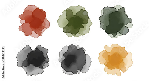 Collection of watercolor tree top view symbols for architectural landscape design plans