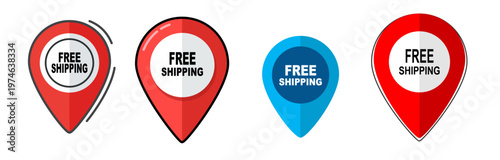 Free Shipping Location Pointers E commerce and Delivery Icons