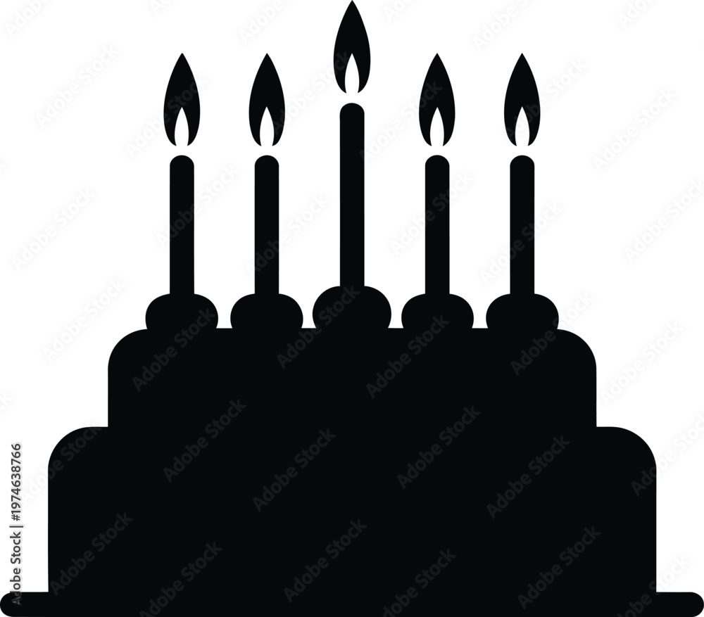 Fototapeta premium Elegant Birthday Cake Silhouette