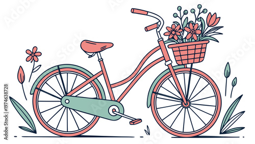 World bicycle day illustration with vintage bike decorated with flowers symbolizing eco transport and healthy lifestyle