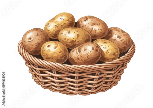 Basket of potatoes on black background food and agriculture