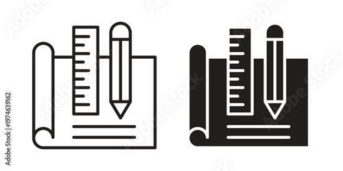 Construction plans icon design vector. Flat and line vector Icon Design