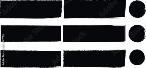 Abstract black brush strokes and ellipses on white background