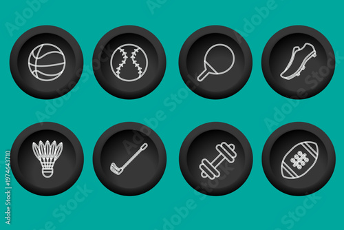 Sport Line Editable Icons set. Sport icons Pixel perfect. Contain baseball, basketball, soccer, and other sports