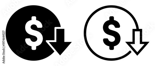 cost savings dollar decrease icon