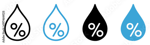 humidity water drop percent icon set
