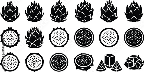 Black and white pineapple and watermelon fruit food