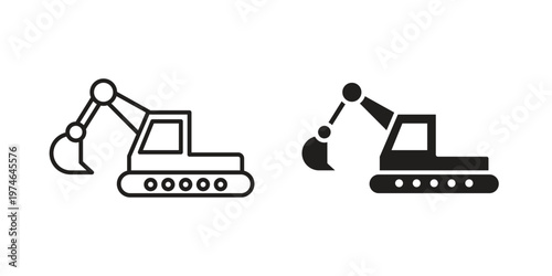 Excavator icon design vector. Flat and line vector Icon Design