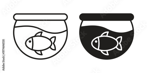 Fish bowl icon design vector. Flat and line vector Icon Design