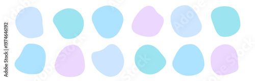 液体シェイプ抽象背景 有機的フォルムのシンプルデザイン素材　寒色系