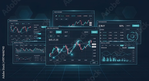 Futuristic Trading Dashboards Displaying Digital Stock Charts