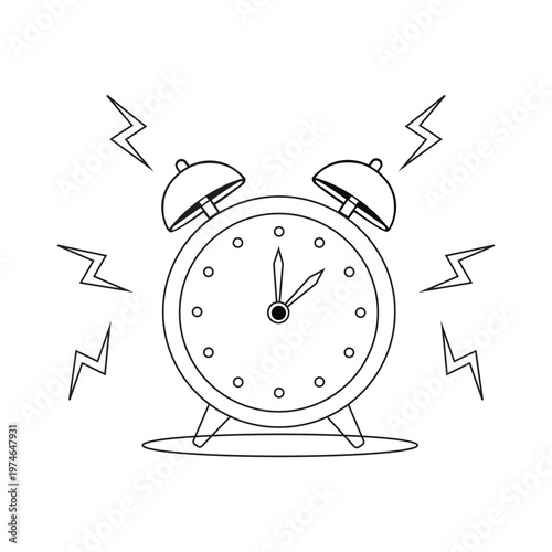 Alarm Clock Ringing: A close-up illustration of a classic alarm clock with ringing bells, emanating a sense of urgency.