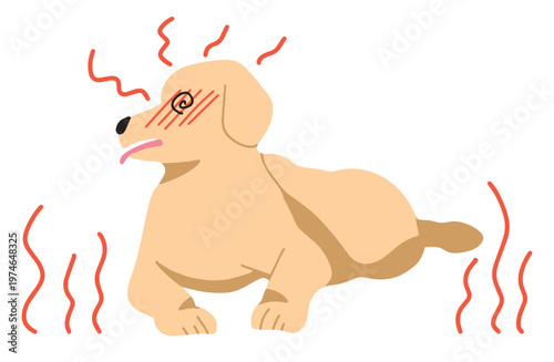 熱中症のラブラドール　犬イラスト
