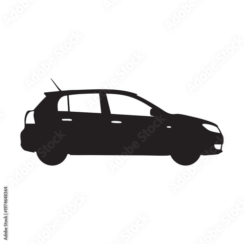 Black silhouette of a modern hatchback car simple vector illustration for automotive design and transportation concepts isolated on white