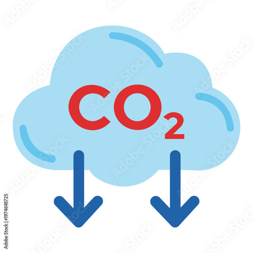 CO2 Cloud Illustration: A symbolic illustration depicts a cloud with CO2 prominently displayed, with downward-pointing arrows indicating the emission of carbon dioxide.