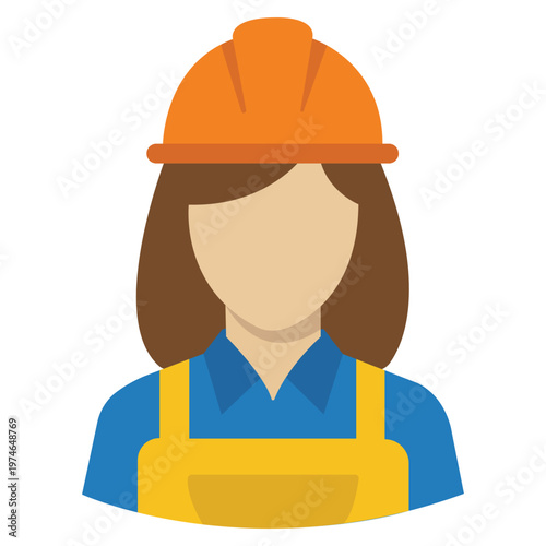 Construction Worker Icon: An illustrated portrait of a female construction worker, representing the dedication, strength, and expertise within the construction industry.