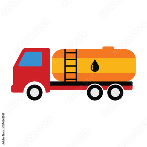Fuel Truck: A vibrant illustration of a fuel truck, designed to carry and deliver essential resources.