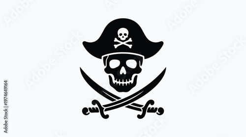 Pirate skull symbol with crossed swords.