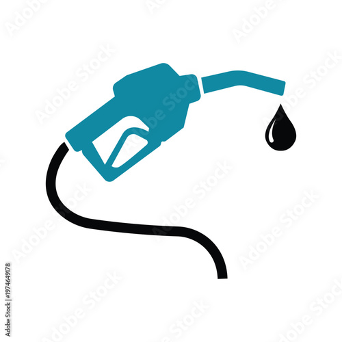 Fueling Progress: A simple illustration of a gas nozzle, a symbol of modern transportation and energy. A single drop of fuel signifies the importance of resources.