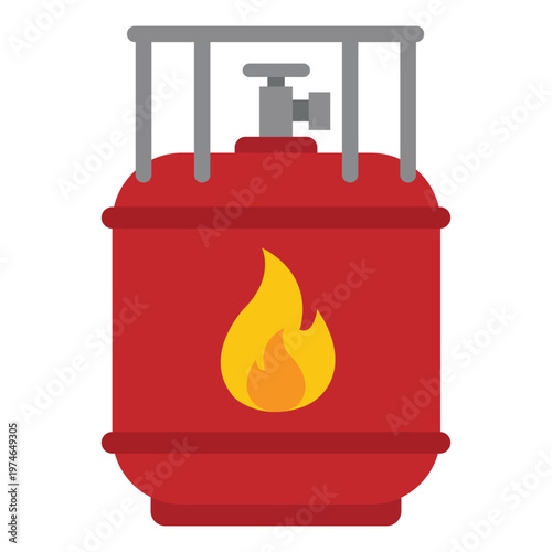Red Propane Tank Illustration: A vibrant illustration depicts a red propane tank, showcasing its essential role in energy and industry. The design symbolizes fuel and industrial application.
