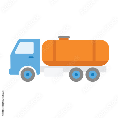 Fuel Tanker Truck: A vibrantly illustrated tanker truck, designed to transport liquids, showcases essential functionality and modern industrial design.
