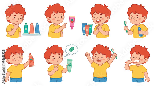 Cheerful Boy Demonstrates Daily Dental Care Routines and Oral Hygiene Habits for Healthy Teeth