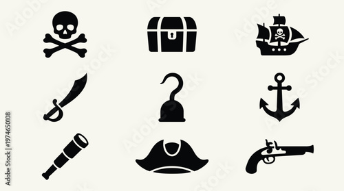 Pirate symbols and icons set.