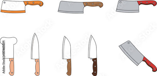 Kitchen Knife Set with Cleaver, Chef's Knife, and Utility Knives for Cooking