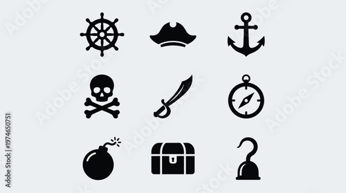 Pirate symbols and icons set.