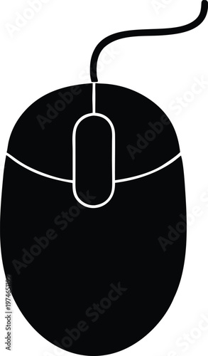 Simple wired computer mouse vector icon illustration