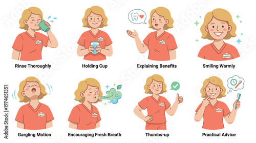 Character Set Essential Dental Care Healthcare Professional Poses and Oral Hygiene Activities Collection