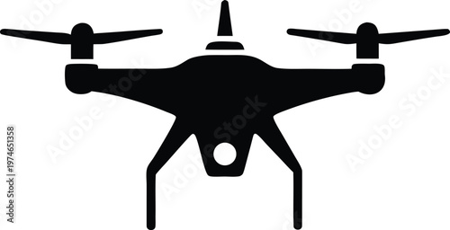 Black drone quadcopter vector icon illustration