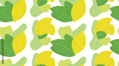 Obraz na plátne Vibrant green and yellow leaf pattern.