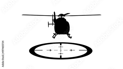 Vector CAD design of helicopter in crosshairs target