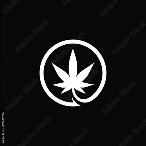 Clean monochromatic cannabis leaf icon for modern wellness branding and natural product packaging design