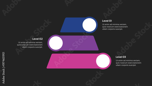 Pyramid Infographic with 3 Levels on Dark Background