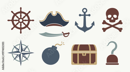 Pirate symbols and icons set.