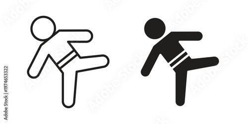 Karate fighter icon design vector. Flat and line vector Icon Design
