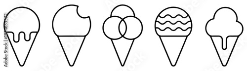 ice cream line icon set collection