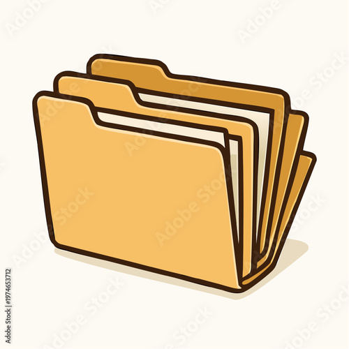 A vector graphic illustration of a stack of file folders in a modern flat design style
