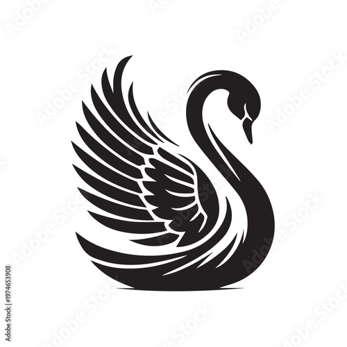 black and white swan silhouette