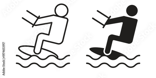 Kitesurf sign design vector. Flat and line vector Icon Design